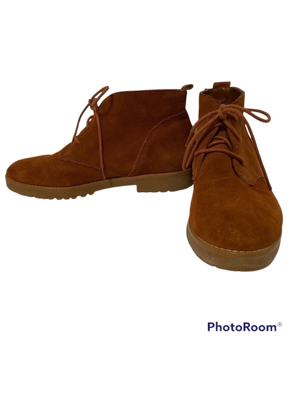 LAUREN RALPH LAUREN SHOES BOOTS ANKLE BROWN SUEDE LEATHER TIES Size 7.5 B MALVA
